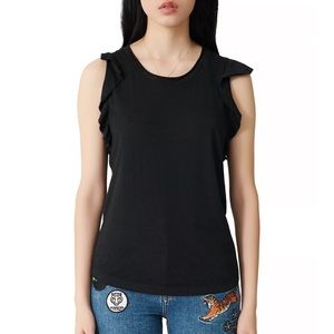 MAJE NWT Ruffle Sleeve Tank Top Light Comfy Cotton Blend Minimal Summer Size 3‎